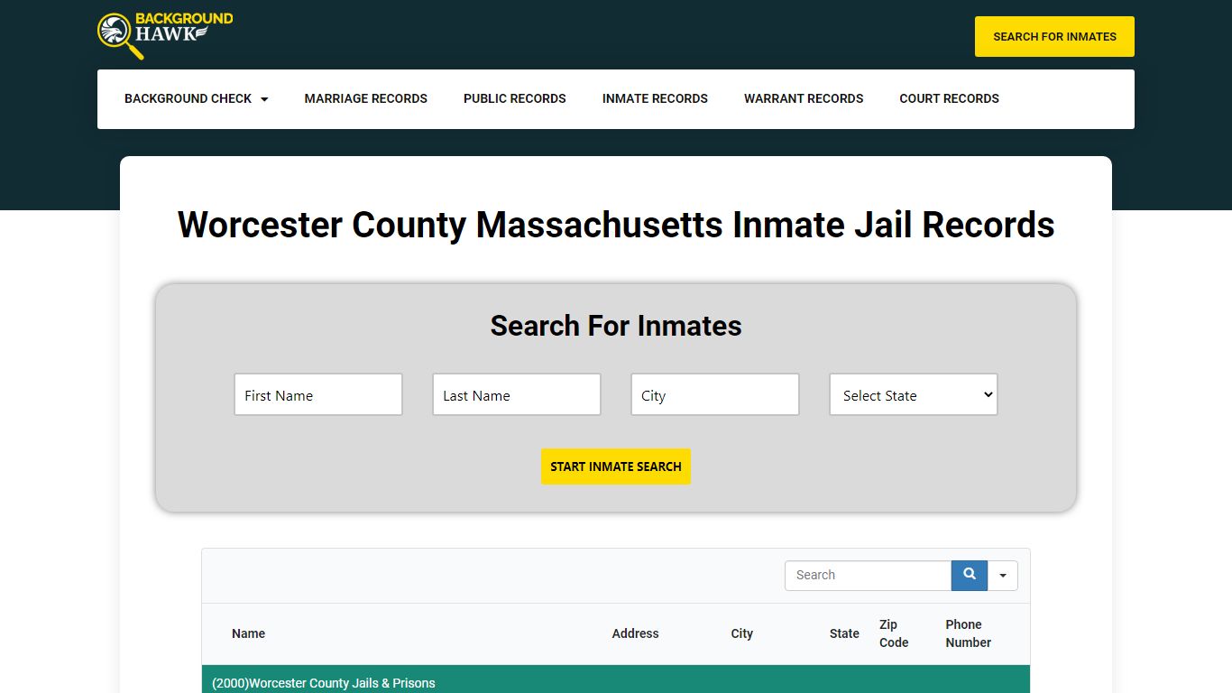 Inmate Jail Records in Worcester County , Massachusetts
